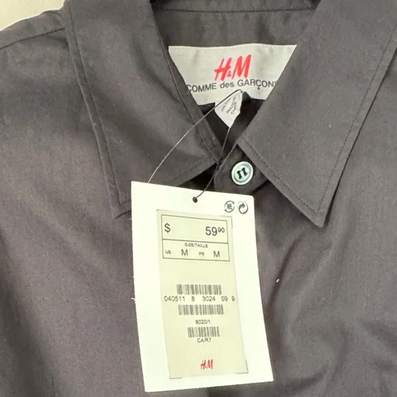 COMME des GARÇONS X H&M Men's Black Button-Down Shirt size Medium NWT - Picture 5 of 7